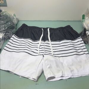 PatPat Black and White Men's XL Swim Shorts ~ new with tag